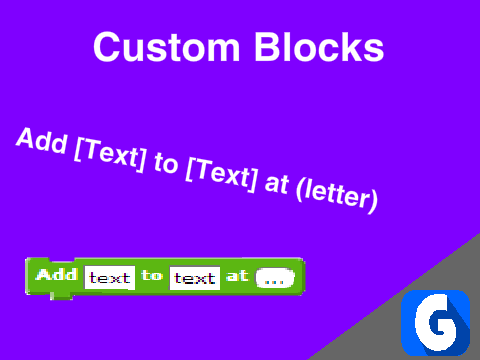 Add text to text at letter -- Custom Blocks