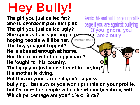 like and heart if you are against bullying :) 
