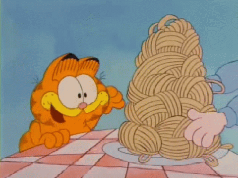Garfield Slurps His Spaghetti 