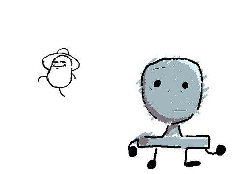potato wheeler spins in the distance as dory watches