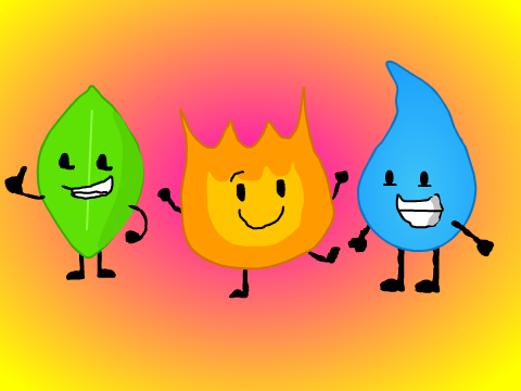 Vector BFDI Sprites-Leafy, Firey, and Teardrop!