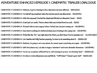 Adventure Enhanced, Episode 1 Cinematic - Dialogue