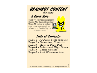 Brainrot Content - The Game - Official Manual (US GameStop)