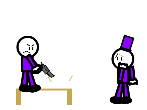 when you get mad at the darknese and there a table  also  a gun in your hand 