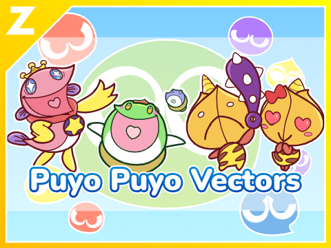 Puyo Puyo Vectors: Ocean Prince, Donguri Gaeru, Onion Pixie, and Oniko