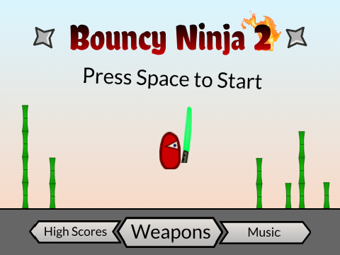 Bouncy Ninja 2 Hacked! but shurikens and knives are big