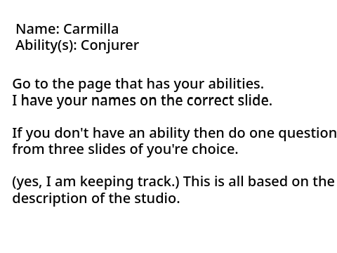 Foxfire homework; Abilities class Homework 1 remix