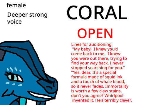 WOF auditions entry for Coral