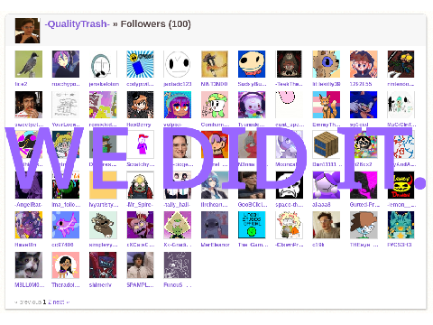 Wowie 100 followers.