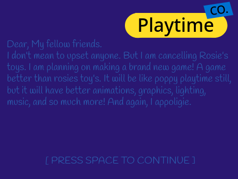 ROSIES TOY'S ANNOUNCEMENT