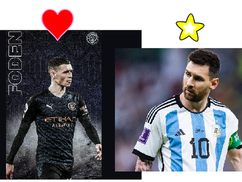 Fav for messi Heart for foden
