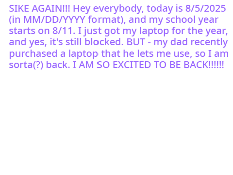 I'M BACK Y'ALL!!!!