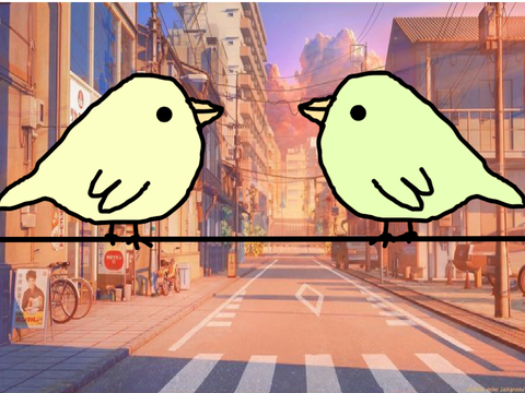 Two birds on a wire..