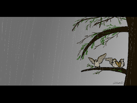 Sparrows in the rain - #spring #art #depressive #calm #nostalgia