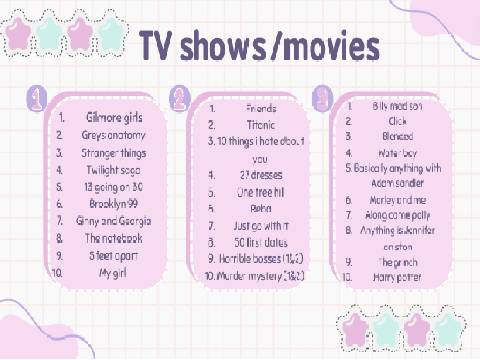 Great tv shows and movies <3