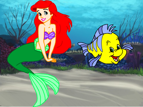 My Drawing of Ariel & Flounder
