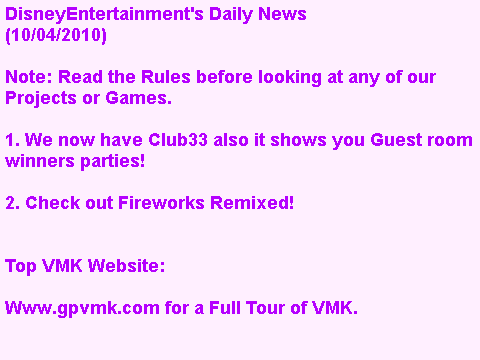 DisneyEntertainment's Daily News 10/04/2010
