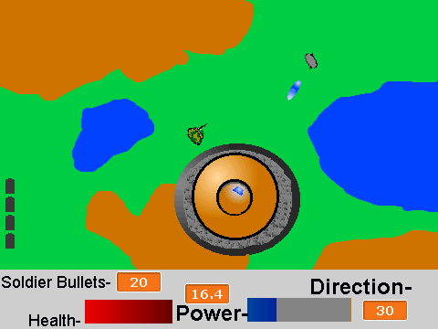 A turret defense game in progress
