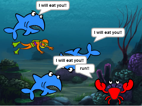 Get away from the shark!!