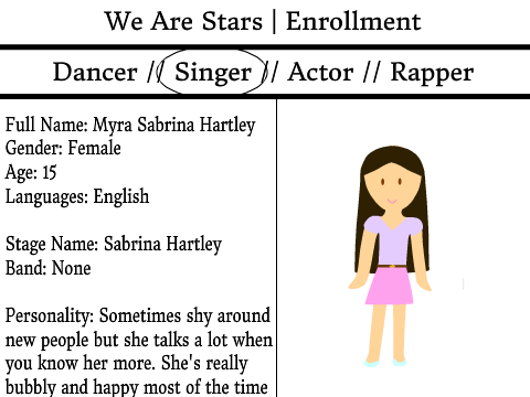 | Enrollment | We Are Stars | Roleplay -  Myra