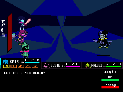 Jevil fight but it looks like your playing for the first time