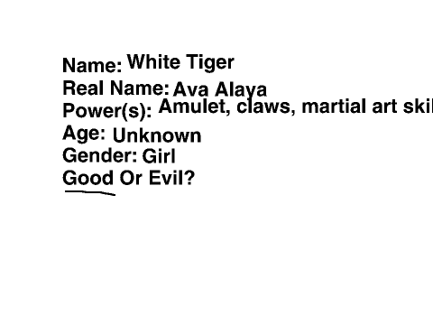 Ultimate Spiderman RP Sign Up Sheet: White Tiger