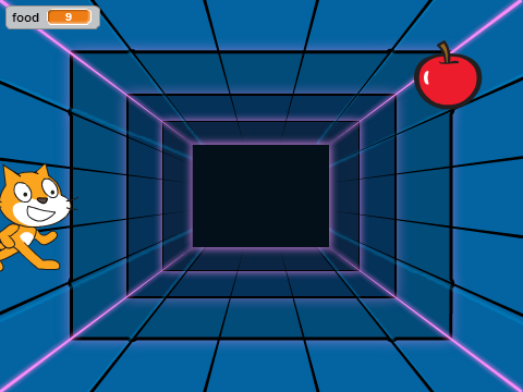 cat chase apple 3d