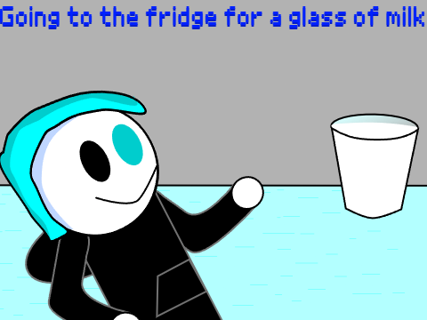Going to the fridge for a glass of milk