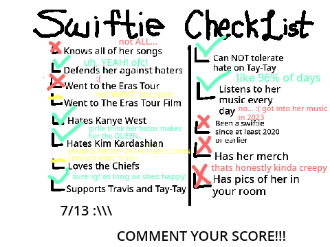 Swiftie Checklist (Remix This!)