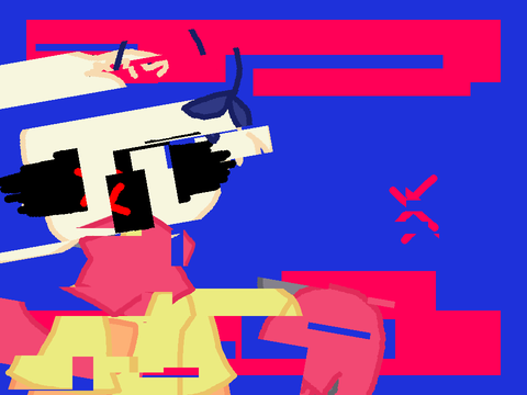 Grab the knife meme but glitchy