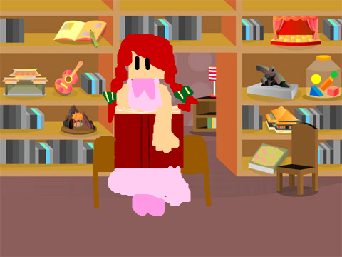 kawaii girl reading