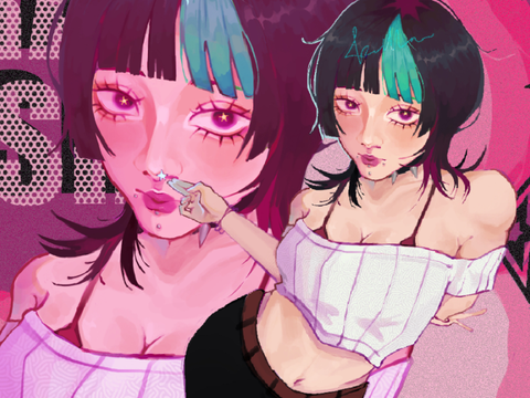 art progress+tutorial on how i draw pieces + art dump (its all kirara from jjk but are we suprised)